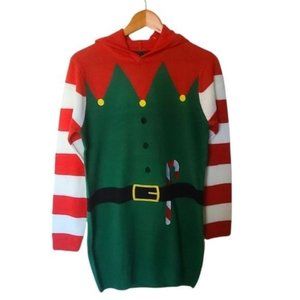 Asos Brave Soul Elf Holidays Christmas Sweater Tunic Hodded size S Small NWT Can